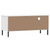 TV Stand with Metal Legs White Solid Wood Pine OSLO