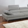 Light Gray Sectional Couch 2pc Set Living Room Faux Leather Right Facing Chaise And Left Facing Sofa Adjustable Armrest Headrest