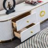 White Sintered Stone TV Stand, Media Console Television Table for Living Room and Bedroom