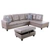 Latte Color Semi PU Synthetic Leather 3-Piece Couch Living Room Sofa Set