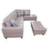 Latte Color Semi PU Synthetic Leather 3-Piece Couch Living Room Sofa Set