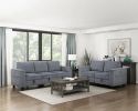 Modern Living Room Furniture 1pc Dark Gray Chair with One Arm, Storage Pouch and Charging Ports Corduroy Fabric Upholstery