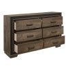 Rustic Dark Ebony Finish 1pc Dresser of 6 Drawers Wooden Bedroom Modern Furniture Mahogany Finished Wood Planks