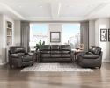 1pc Dark Brown Leather Sofa Rolled Arms Nailhead Trim Comfortable Plush Seating Seatback Traditional Living Room Furniture