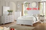 White Color California King Size Bed Bedroom Furniture High Panel Headboard Footboard Plywood 1pc Bedframe