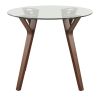 Folia Mid-Century Modern Round Dinette Table in Walnut Wood and Clear Glass by LumiSource