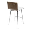 Mason Contemporary Swivel Counter Stool in Stainless Steel, Walnut Wood, and White Faux Leather by LumiSource - Set of 2