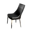 Contemporary Style Set of 2pcs Dining Chairs Black Leatherette Silver Finish Metal legs Side Chair Dining Room Furniture