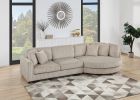 Contemporary 2pc Sectional Set XL Plush Corduroy Fabric Camel Color LAF Sofa RAF Round Chaise w Pillows Living Room Couch