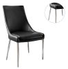 Contemporary Style Set of 2pcs Dining Chairs Black Leatherette Silver Finish Metal legs Side Chair Dining Room Furniture