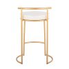 Round Fuji 26" Contemporary Fixed-Height Counter Stool in Gold Metal and White Faux Leather by LumiSource - Set of 2