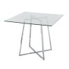 Cosmo Contemporary Square Dining Table with Chrome Metal Legs and Clear Glass Top by LumiSource