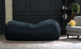 Jasper Traditional 8 Foot Cylindrical Suede Bean Bag, Black