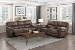 Plush Modern Design Living Room Power Reclining Sofa Brown Microfiber Upholstery USB port Solid Wood Frame Furniture 1pc