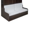 Queen Size Murphy Bed Wall Bed with Cushion,Espresso