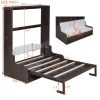 Queen Size Murphy Bed Wall Bed with Cushion,Espresso