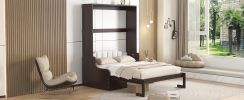 Queen Size Murphy Bed Wall Bed with Cushion,Espresso