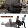 Power Lift Recliner Chair Heat Massage Dual Motor Infinite Position Up to 350 LBS, Faux Leather, Heavy Duty Motion Mechanism with USB Ports, Brown