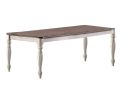 Transitional Style 1pc Dining Table w 2x Leaves Antique White Finish Oak Top Rectangle Table Kitchen Dining Room