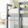 Twin Loft Wood Bed with Under-bed, Built-in Desk, a Storage Cabinet of 2 Drawers, Guardrails, Ladder,Grey