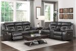 1pc Living Room Furniture Modern Design Power Reclining Sofa Dark Gray Breathable Faux Leather Upholstery USB Ports Contemporary Home