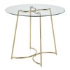 Cece Contemporary/Glam Dinette Table in Gold Steel with Clear Glass Top by LumiSource