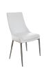 Contemporary Style Set of 2pcs Dining Chairs White Leatherette Silver Finish Metal legs Side Chair Dining Room Furniture