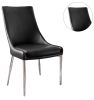 Contemporary Style Set of 2pcs Dining Chairs Black Leatherette Silver Finish Metal legs Side Chair Dining Room Furniture