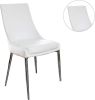 Contemporary Style Set of 2pcs Dining Chairs White Leatherette Silver Finish Metal legs Side Chair Dining Room Furniture