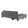 Sectional Sofa Set for Living Room with L Shape Chaise Lounge ,cup holder and Left Hand with Storage Chaise Modern 4 Seat (Grey)