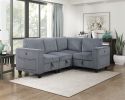 Modern Living Room Furniture 1pc Dark Gray Chair with One Arm, Storage Pouch and Charging Ports Corduroy Fabric Upholstery