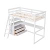 Twin Size Loft Bed with Desk and Shelves, Two Built-in Drawers, White (old SKU: GX000803AAK-1)