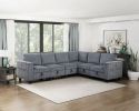 Modern Living Room Furniture 1pc Dark Gray Chair with One Arm, Storage Pouch and Charging Ports Corduroy Fabric Upholstery