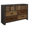 Unique Style Multi Color Finish Modern Industrial Bedroom Furniture 1pc Dresser, 6 Dovetail Drawers Wooden