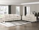 Modern Living Room Furniture 1pc Beige Chair with One Arm, Storage Pouch and Charging Ports Corduroy Fabric Upholstery