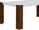 ACME Hettie Dining Table, Engineering Stone & Brown Finish DN02157