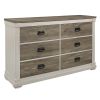 Beautiful White and Weathered Gray Transitional Style 1pc Dresser of 6 Drawers Antique Handles Bedroom Furniture Wooden