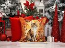 Cymric Cat in Fall Leaves Throw Pillow Machine Washable, Indoor Outdoor Decorative Pillow for Couch, Bed or Patio, 14Hx14W