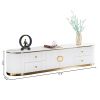 White Sintered Stone TV Stand, Media Console Television Table for Living Room and Bedroom