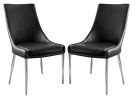 Contemporary Style Set of 2pcs Dining Chairs Black Leatherette Silver Finish Metal legs Side Chair Dining Room Furniture