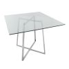 Cosmo Contemporary Square Dining Table with Chrome Metal Legs and Clear Glass Top by LumiSource