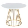 Canary Cosmo Contemporary Dining Table in Gold Metal and White MDF by LumiSource