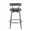 Rhonda Contemporary Counter Stool in Black Steel and Charcoal Fabric by LumiSource - Set of 2