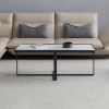 Minimalism rectangle coffee table; Black metal frame with sintered stone tabletop