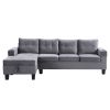 Sectional Sofa Set for Living Room with L Shape Chaise Lounge ,cup holder and Left Hand with Storage Chaise Modern 4 Seat (Grey)