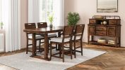 Casual Counter Height Double Pedestal Dining Table Brown Finish