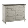 Classic Light Gray Finish 1pc Dresser of 9x Drawers Dark Brown Top Modern Farmhouse Design Bedroom Furniture