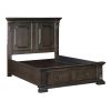 Elegant Mansion Eastern King Platform Bed with Footboard Storage USB Charging Ports Traditional Vintage Bedroom Furniture 1pc Espresso Finish