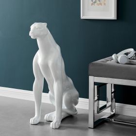 Boli Sitting Panther Sculpture (Option: Glossy White)