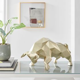 Geometric Bull Sculpture (Option: Champagne Gold)